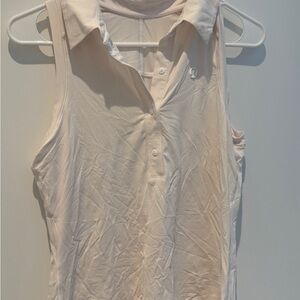 Lululemon Athletica Cream Sleeveless Polo Tank Top